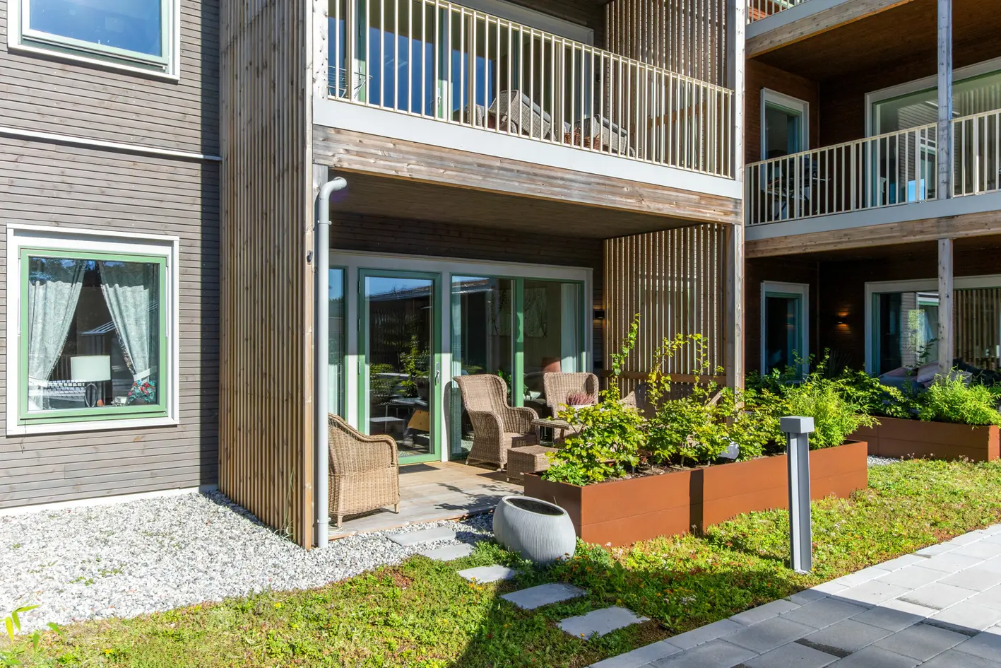 Delikat påkostet leilighet med sydvendt terrasse mot felles takhage, 2 flotte bad og garasjeplass. IN ordning. photo 4