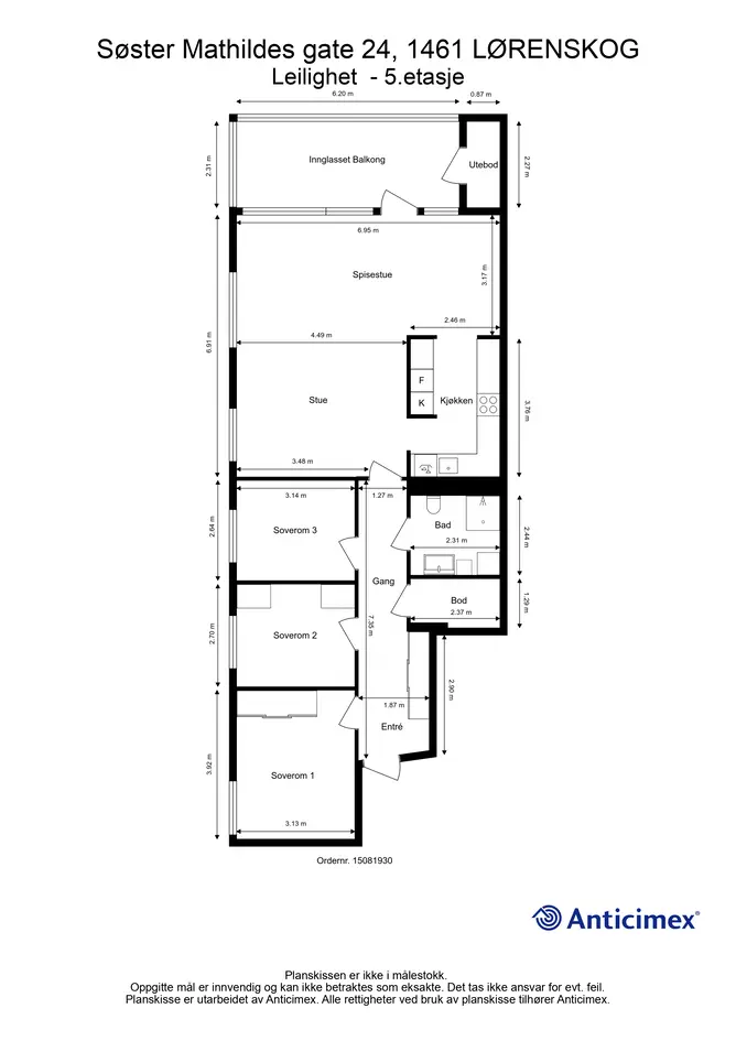 Innbydende og attraktiv 4-roms med sydvendt innglasset balkong på 16 m² i 5. etg| To garasjeplasser m/lademulighet| Heis - View 5