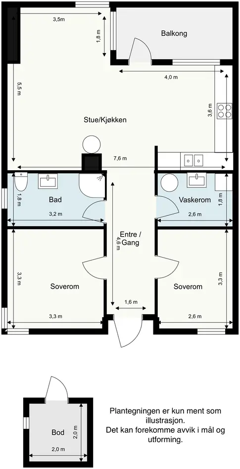 Pen 3-roms selveier i sjønære omgivelser - Sydvendt veranda på 14 m² - Attraktiv endebeliggenhet i 2. etg. - Garasje photo 5
