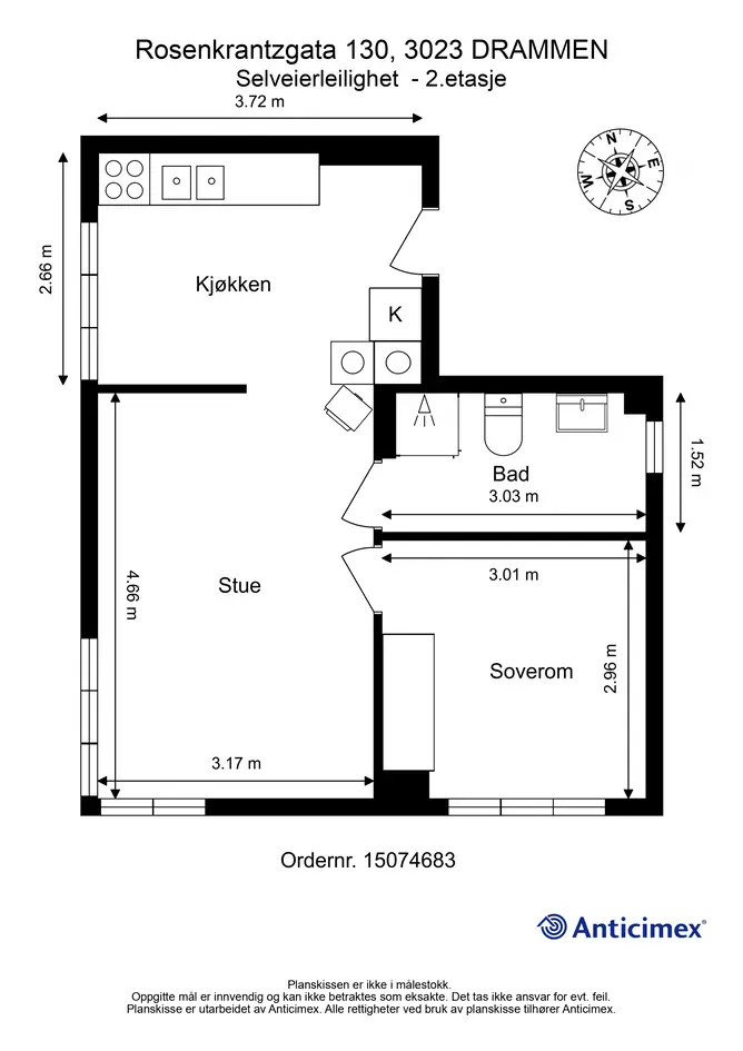 Lys 2-roms eierleilighet i 2. etasje i en 4-mannsbolig. Egen del av loft. Oppussingsobjekt. Praktisk avstand til sentrum photo 4