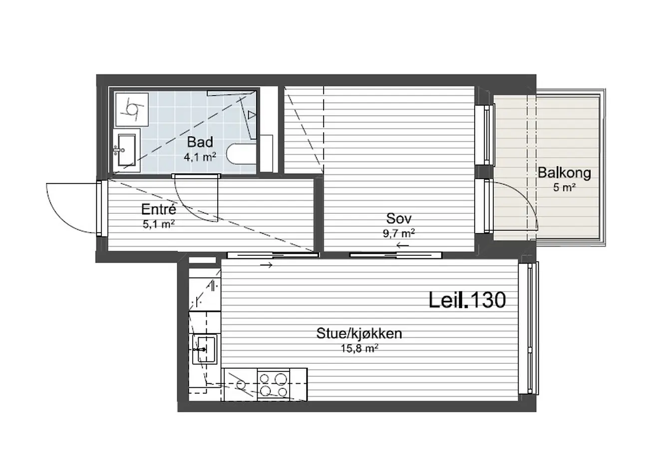 Fastpris | Ny, lekker 2-roms selveierleilighet med sørvendt balkong på 5 m². Lav dokumentavgift. Overtakelse: 26.11.2026 photo 4