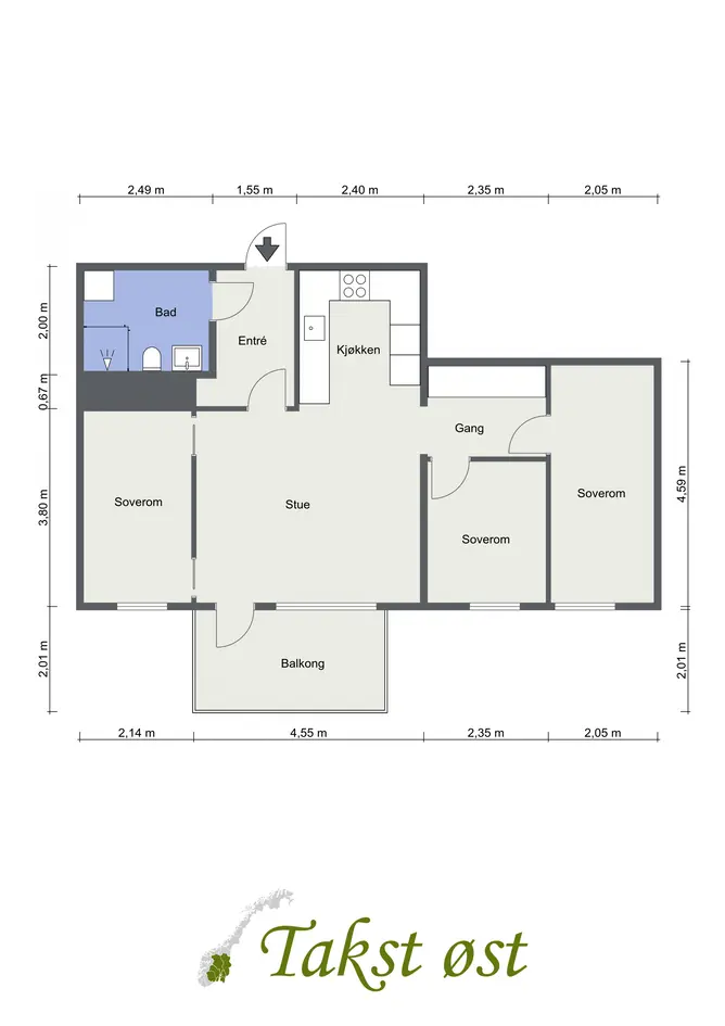 Lekker 4-roms med 8 m² balkong, fjernvarme og heis! Moderne bygg, 2024 | Nybyggaranti | IN-ordning | Sentral beliggenhet photo 4