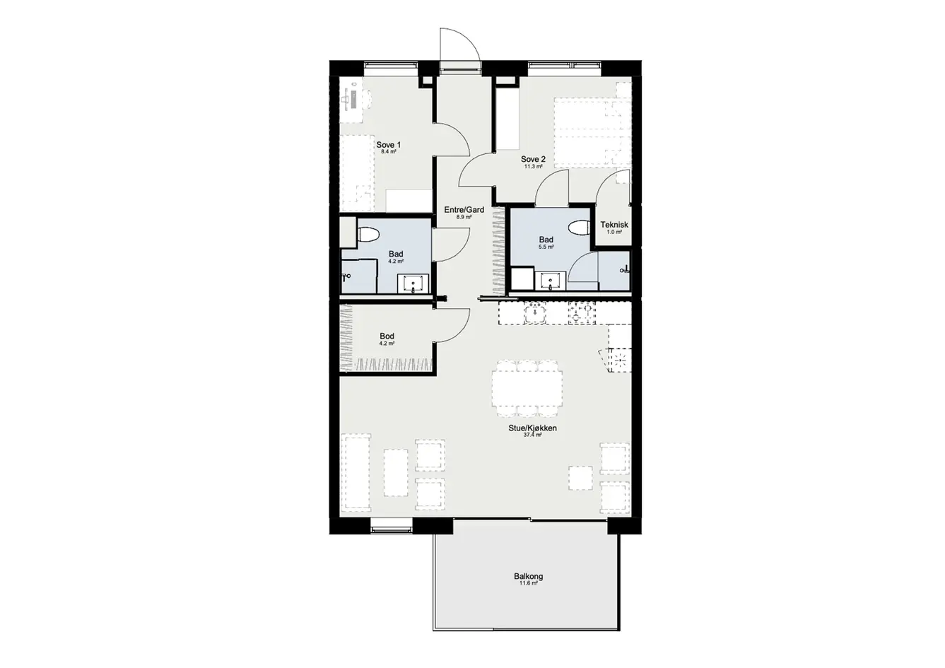 Moderne og lekre nyoppførte 3/4-roms leiligheter med høy standard | Garasje | Heis | Store og solrike balkonger m/ utsikt photo 3