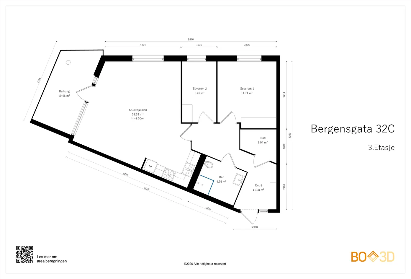 Pen 3-roms hjørneleilighet sentralt på Bjølsen - Solrik balkong 10 kvm - Heis - Attraktiv beliggenhet - photo 3