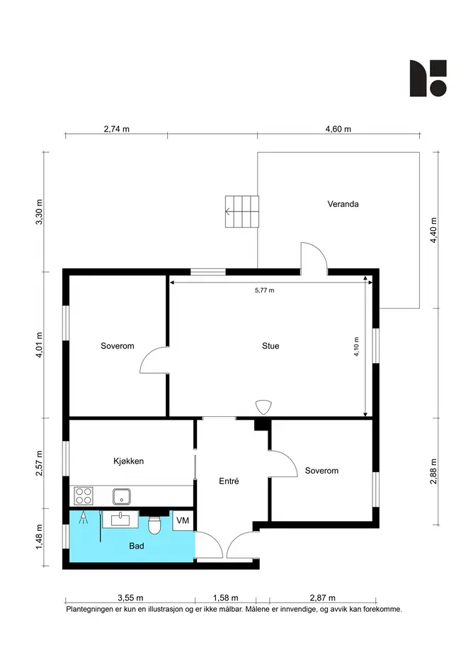 Lys og pen 3-roms andelsleilighet i koselig småhus med parkering og uteplass på hele 17m². Bad fra 2021. 3 boder. photo 4