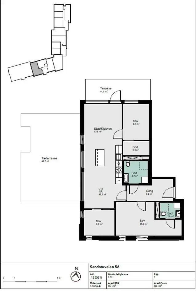 Rålekker toppleilighet med 42 m² privat takterrasse og 11 m² balkong | Utmerkede solforhold  | Garasjeplass | IN-ordning photo 3