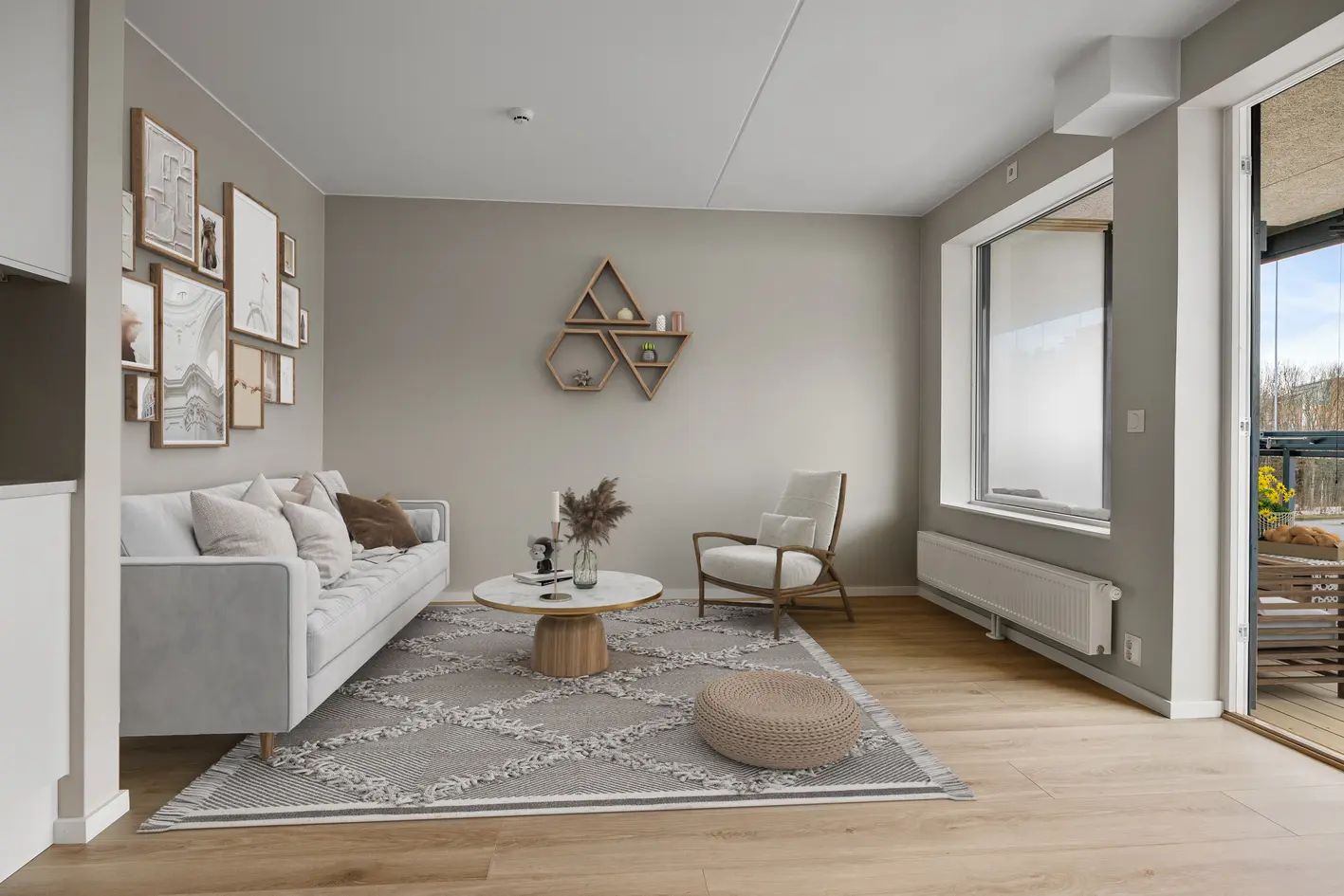 Moderne og romslig 2-roms fra 2026 med sydvendt, delvis innglasset terrasse. Nybyggaranti. Heis. Fyring/varmtvann inkl., billingstad
