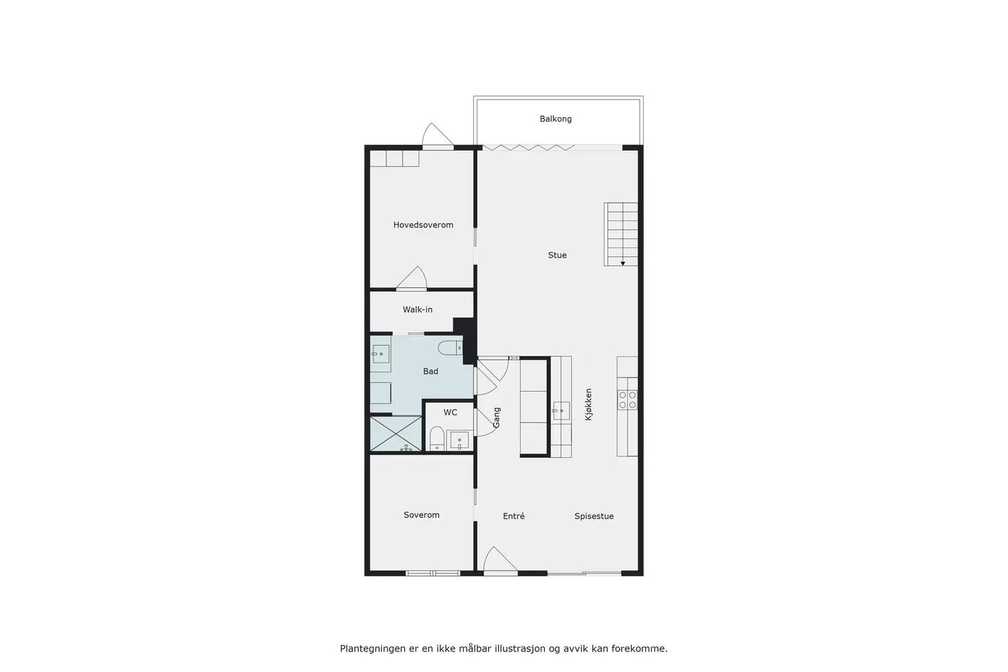 Pen selveierleilighet over to plan. Solrik takterrasse og to balkonger med fin utsikt. Heis og garasje. Ingen boplikt. - Bilde 6