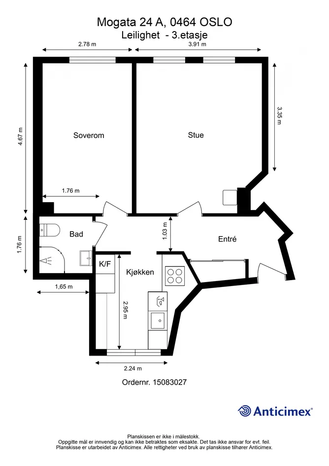 Gjennomgående og vakker 2-roms i klassisk 1900-talls bygård | Takhøyde målt til 2,96m | Peisovn | Rosett & stukkatur - View 4