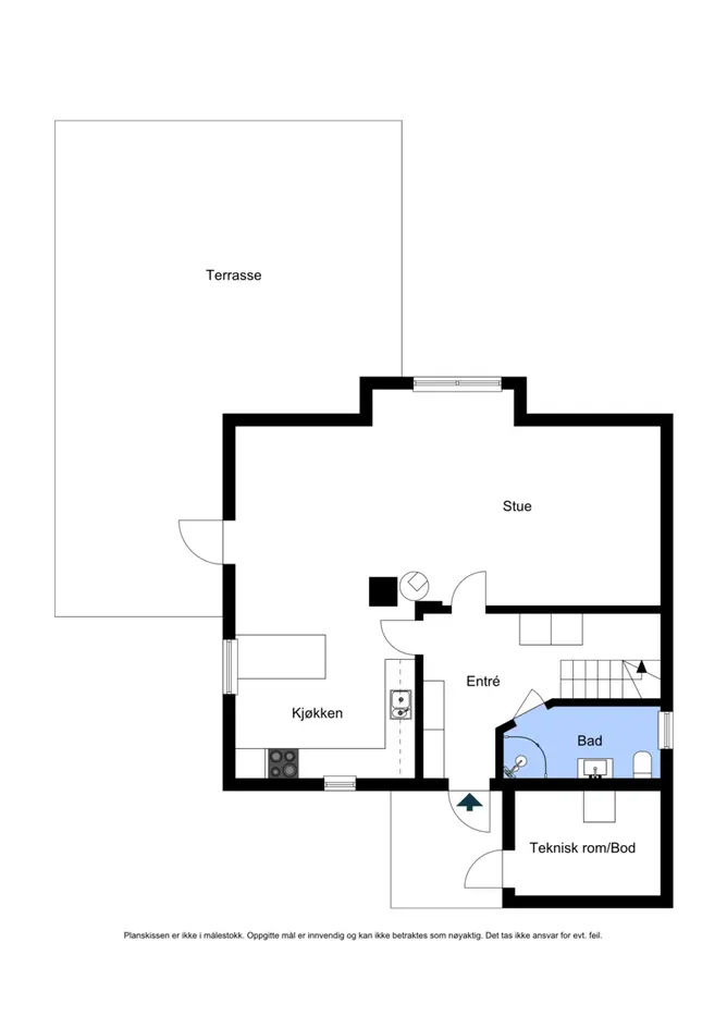 Familiebolig med renoveringsbehov midt i Jessheim sentrum | 3 sov, 2 bad | Skjermet hage, terrasse & dobbelgarasje m/bod photo 5
