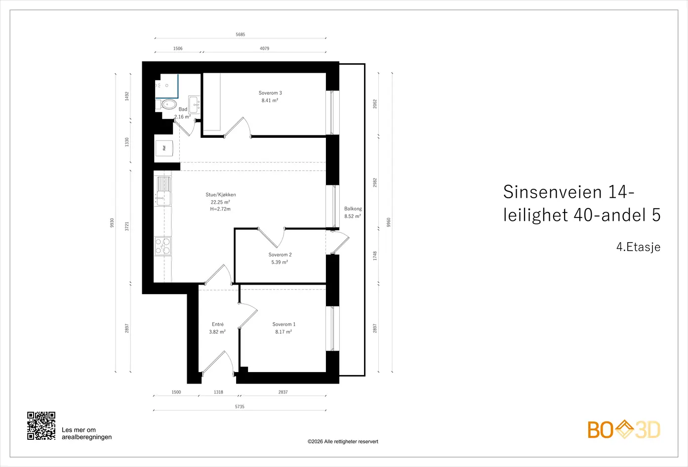 Romslig og fin 4-roms i 4. etg. Flott balkong på 8m². Fyring og V.vann inkl. Ingen forkjøpsrett! photo 4
