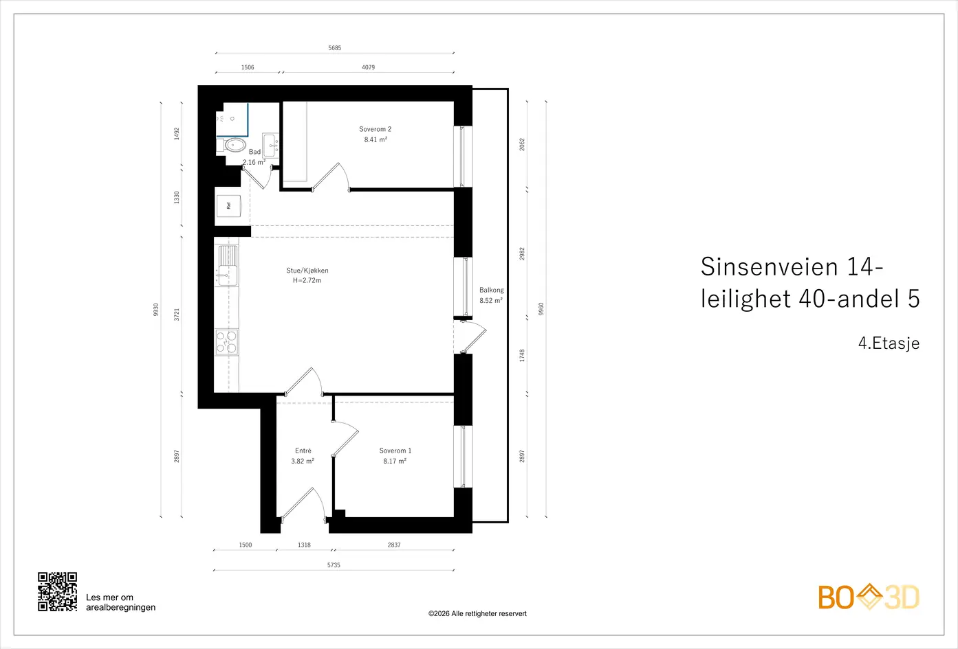 Romslig og fin 4-roms i 4. etg. Flott balkong på 8m². Fyring og V.vann inkl. Ingen forkjøpsrett! photo 5