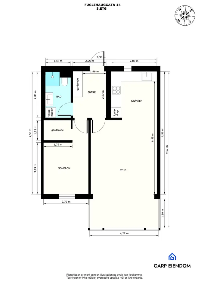Lys 2-roms i 3. etasje med heis, god standard og garasje - Varmtvann ink. - Attraktiv beliggenhet på Frogner photo 3