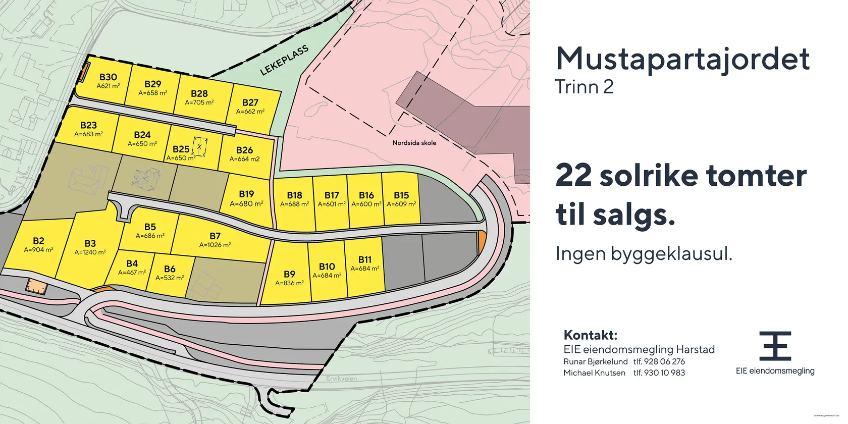 MUSTAPARTAJORDET TRINN 2| Solrike tomter med fantastisk hav- og fjellutsikt | Barnevennlig | Ingen byggeklausul 