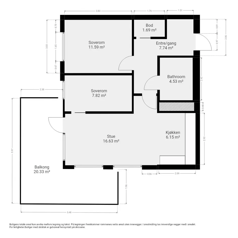 Strøken 3-roms hjørneleilighet m/ 20 kvm balkong, garasjepl. & heis | Glimrende solforhold, åpent & luftig | Fjernvarme photo 4