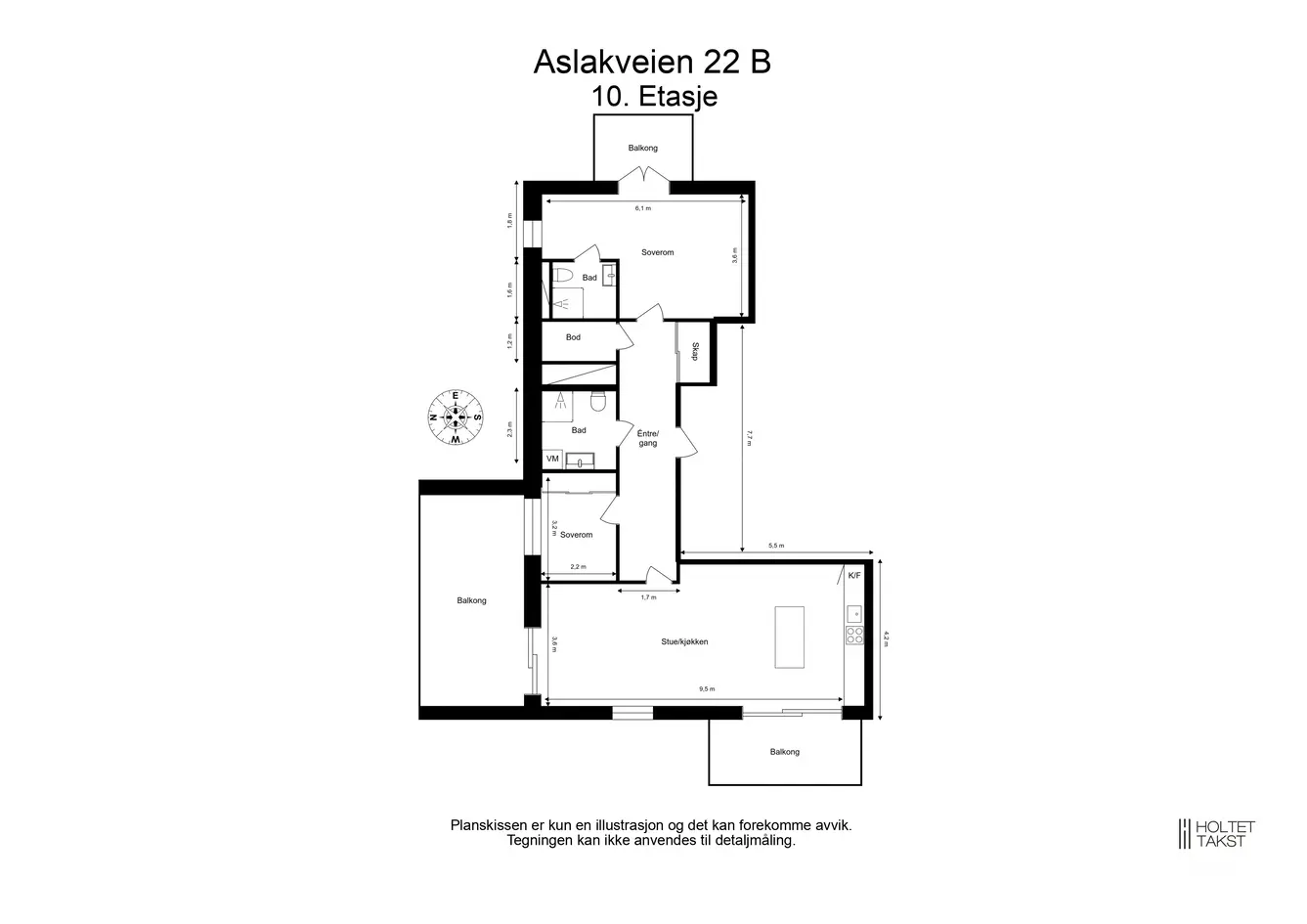 Spektakulær topp-/endeleilighet fra 2023 | 3 balkonger (34 kvm) m/panoramautsikt og sol hele dagen | Heis | Garasje m/EL photo 4