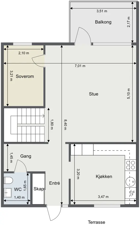 Lekker og romslig leilighet over 2-plan med nydelig sol-og utsiktsforhold | Balkong og markterrasse | Fjordutsikt - View 3