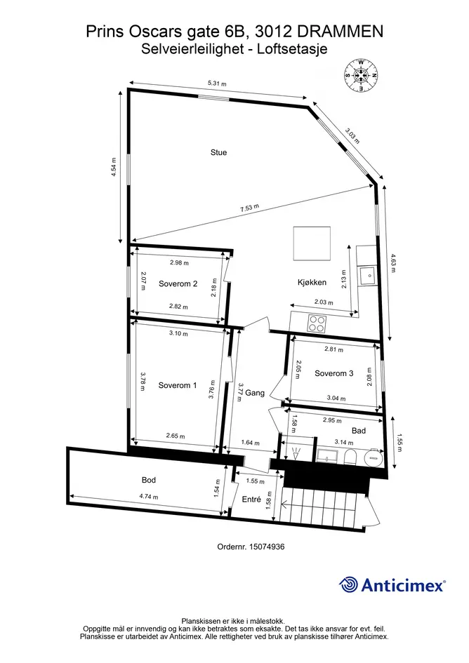 Sentrumsnær eiendom med kombinert bolig- og næringsbygning. 4-roms leilighet på loft og butikklokale i 1. etg. Parkering photo 4