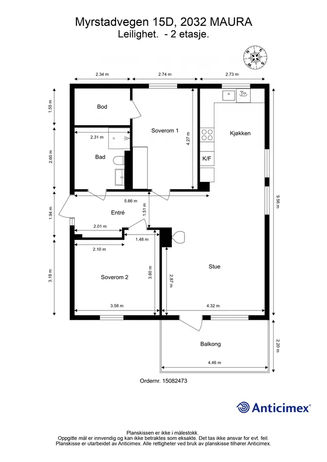 3-roms andelsleilighet i 2. etg. med gode solforhold | Balkong, peisovn og varmepumpe | Garasje med elbillader-opplegg photo 5