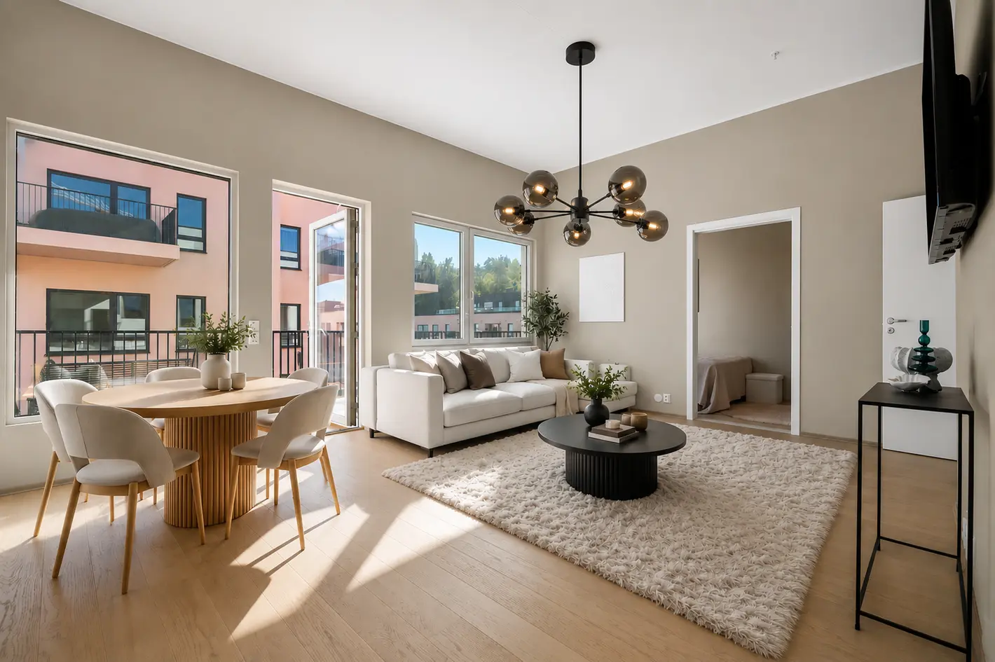 Stilren 3-r hjørneleilighet med unik takhøyde | Garasje* | Pluss konsept inkl | 16m² solrik balkong | Nybyggaranti++ photo 3