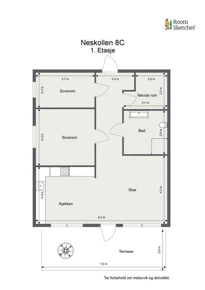 Moderne, lys og romslig 3-roms selveier leilighet fra 2023. | 1. etasje |Carport med el-billader |Terrasse og eid hage photo 4