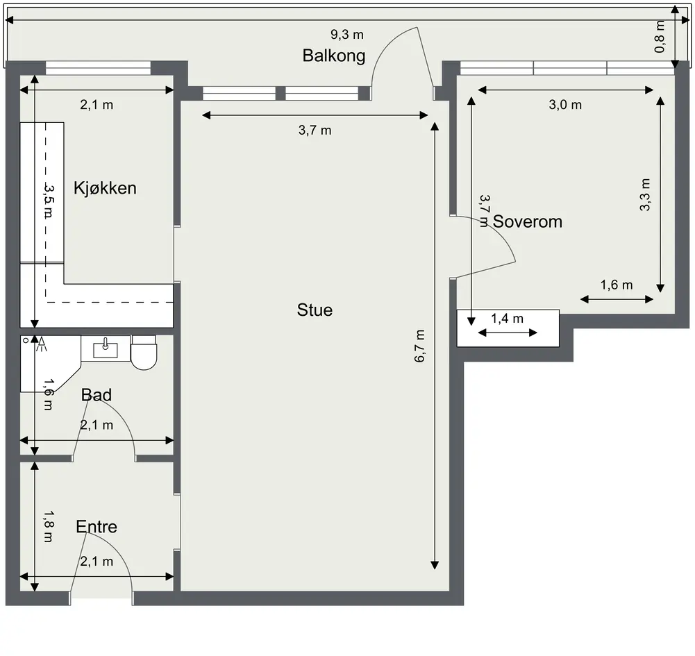 Lys 2-roms i toppetasjen | 9. etasje | Ca 10 m² balkong| Flott utsikt | Heis | Nær T-bane og Østmarka | Gode solforhold photo 4
