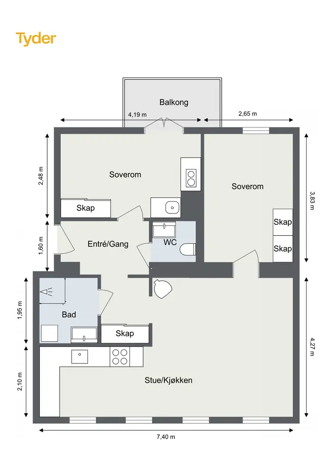 Lys og gjennomgående 3-roms | Modernisert i 2019 | Balkong mot bakgård | Varmtvann ink | Peis | Ingen dokavgift! photo 4