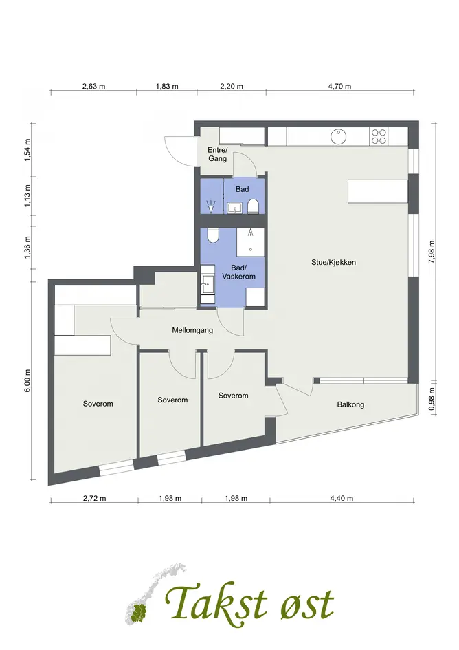 Lys & delikat 4-roms selveierleilighet fra 2022 med 7 m² balkong! Heis | 2 bad | Garasjeplass m/elbillader | Sentralt photo 4