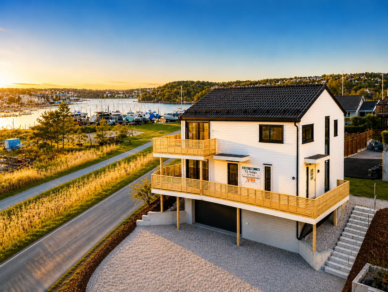 Innflyttingsklar i høsten 26! Innholdsrik og moderne familiebolig. Solrikt. Garasje. Utsikt over innseilingen til byen! photo 1