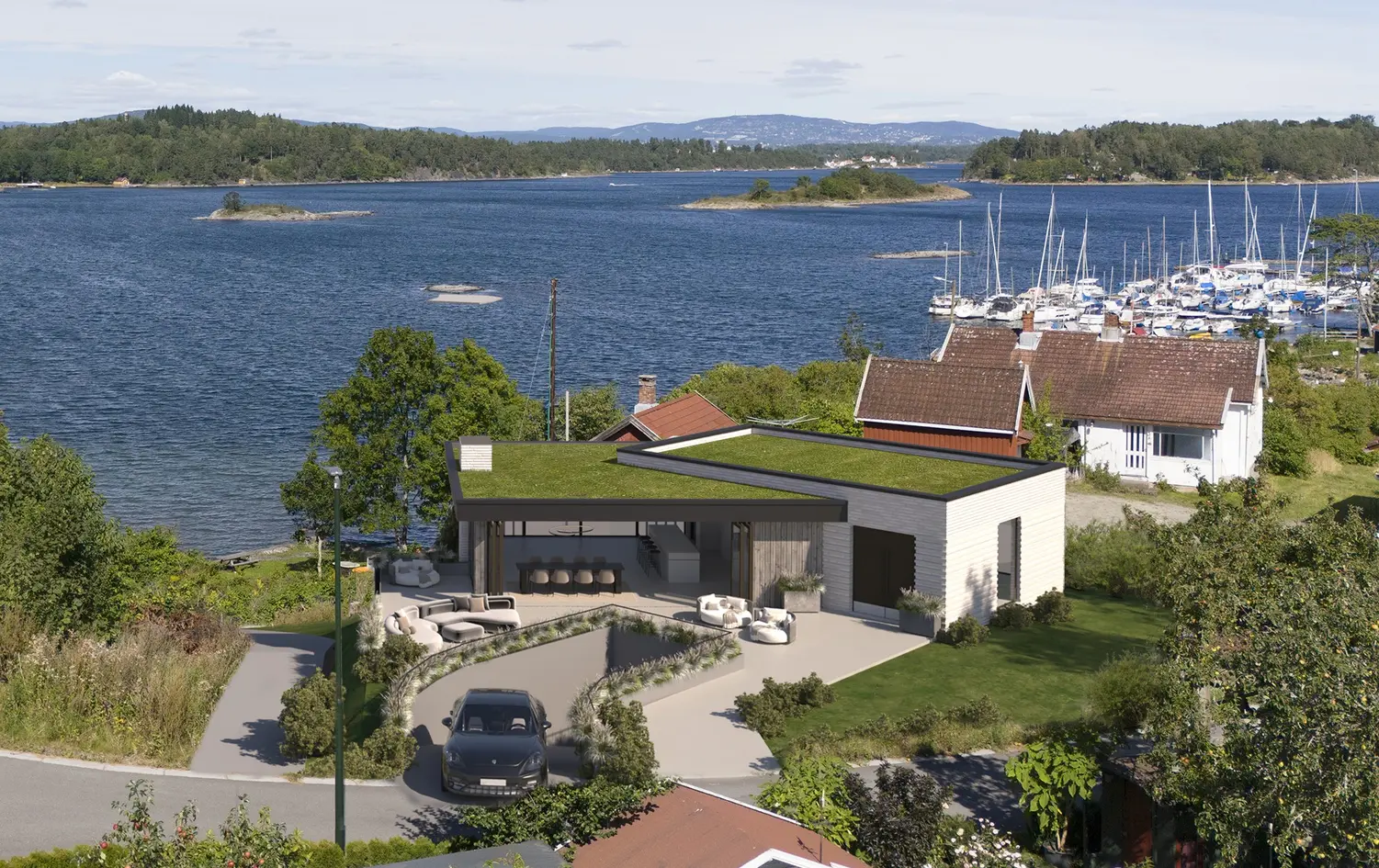 Solrik utsiktstomt ved sjøen - rammetillatelse for eksklusiv enebolig på 432 kvm. Strandrett, båtplass og brygge. Unikt! photo 1