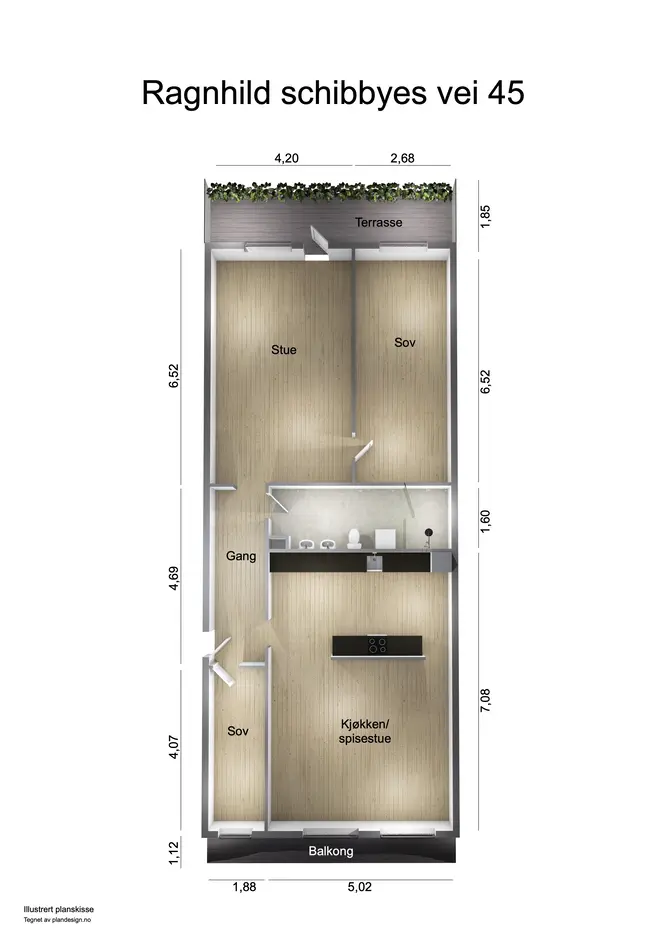 Moderne 3/4-roms 109 m² | Totalrenovert 2019 | Trappefri 1. etg. | Balkong+terrasse | Garasje | VV+TV+internett photo 3