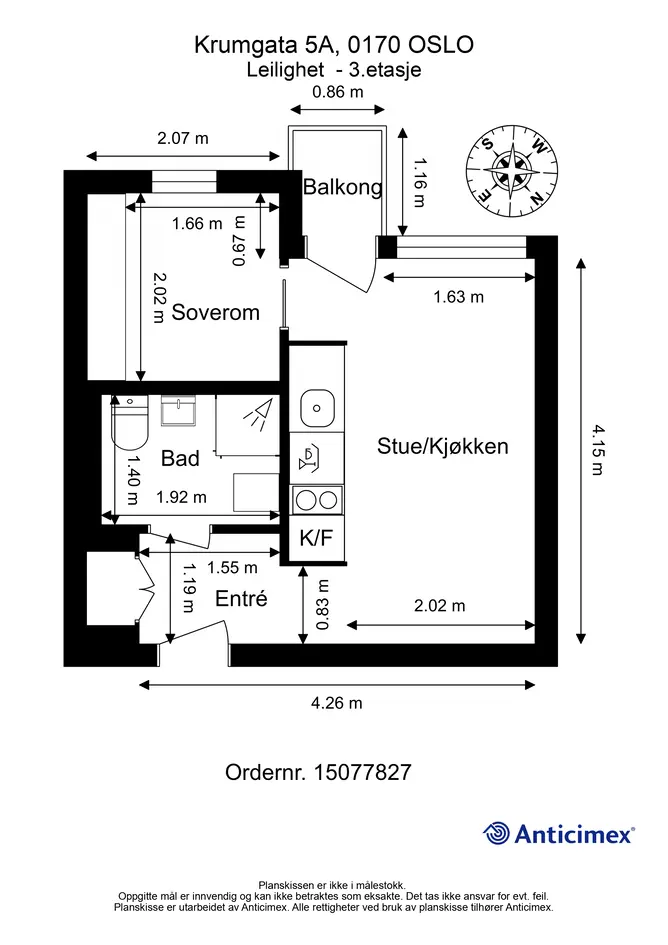 Lys og vakker 2-roms med fiskebensgulv og fin standard - Balkong - Vendt mot bakgård - V.v & fyring inkl. - Sentralt photo 3