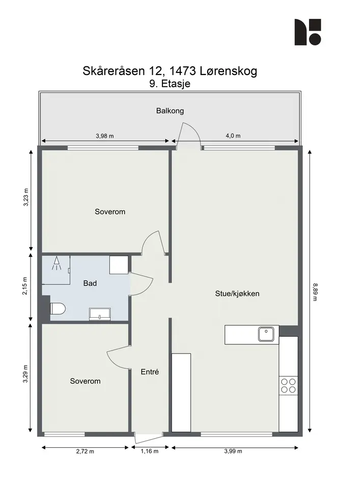 Romslig og moderne 3-roms med fantastisk utsikt! Bad 2019 - Balkong på 13 m² - Garasje -  Heis - Vvann/fyr inkl. photo 4