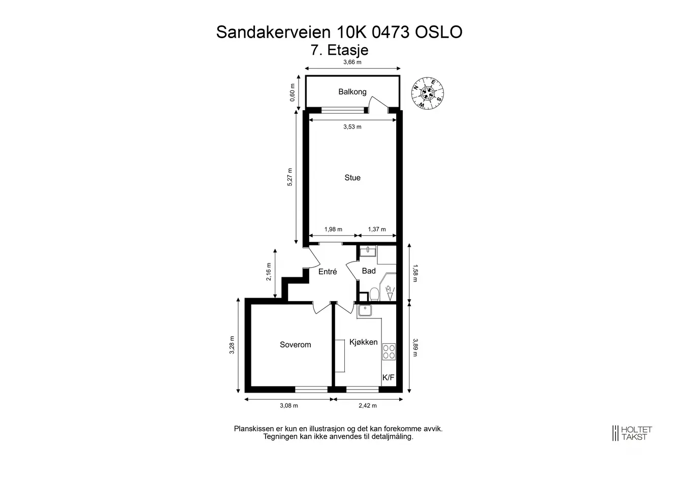 Gjennomgående og attraktiv 2-roms toppleilighet med en fantastisk utsikt og brannbalkong - Heis - Fyring & v.vann inkl. - View 3