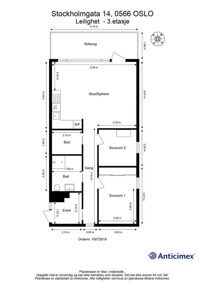 Tiltalende 3-roms endeleilighet med solrik balkong på 12 m² | Varmtvann/fyring inkl | Garasjeplass* med lader photo 3