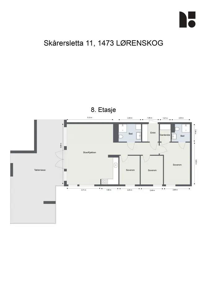 Rålekker nyere 4-roms m/sentral beliggenhet! Privat takterrasse og fantastisk utsikt - Vannbåren varme - 2 bad - Må ses! photo 4