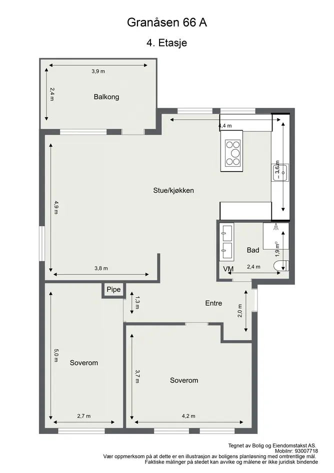 Moderne og gjennomført 3(4)-roms topp/endeleilighet med romslig balkong | Garasjeplass | Omfattende oppgradert i 2022 photo 3