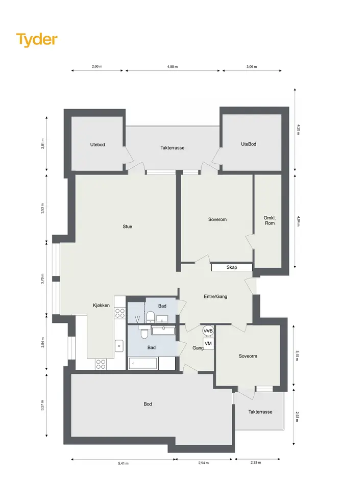 Lys og fin topp- og endeleilighet med to solrike terrasser - Romslig loftstue - Garasjeplass m/el - Flott utsikt photo 3