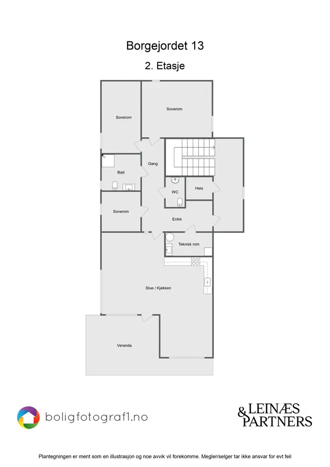 Eksklusiv, ny leilighet med høy standard og praktisk planløsning - 3 soverom - solrik veranda med utsikt - direkte heis photo 5