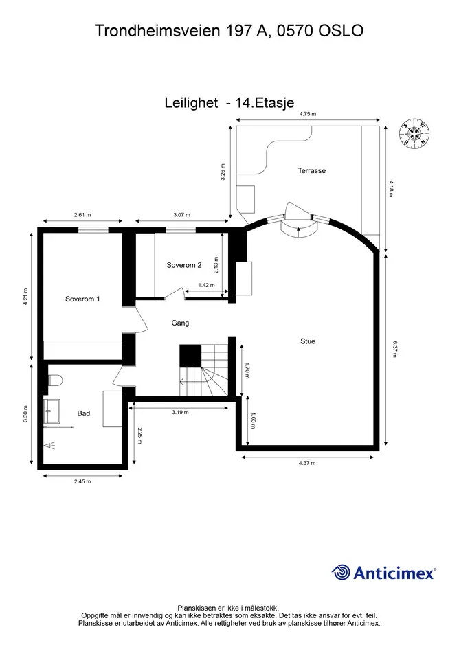 Sjelden og eksklusiv toppleilighet over tre plan - Privat terrasse på 20m² - Fantastisk panoramautsikt over Oslo - Hybel photo 5